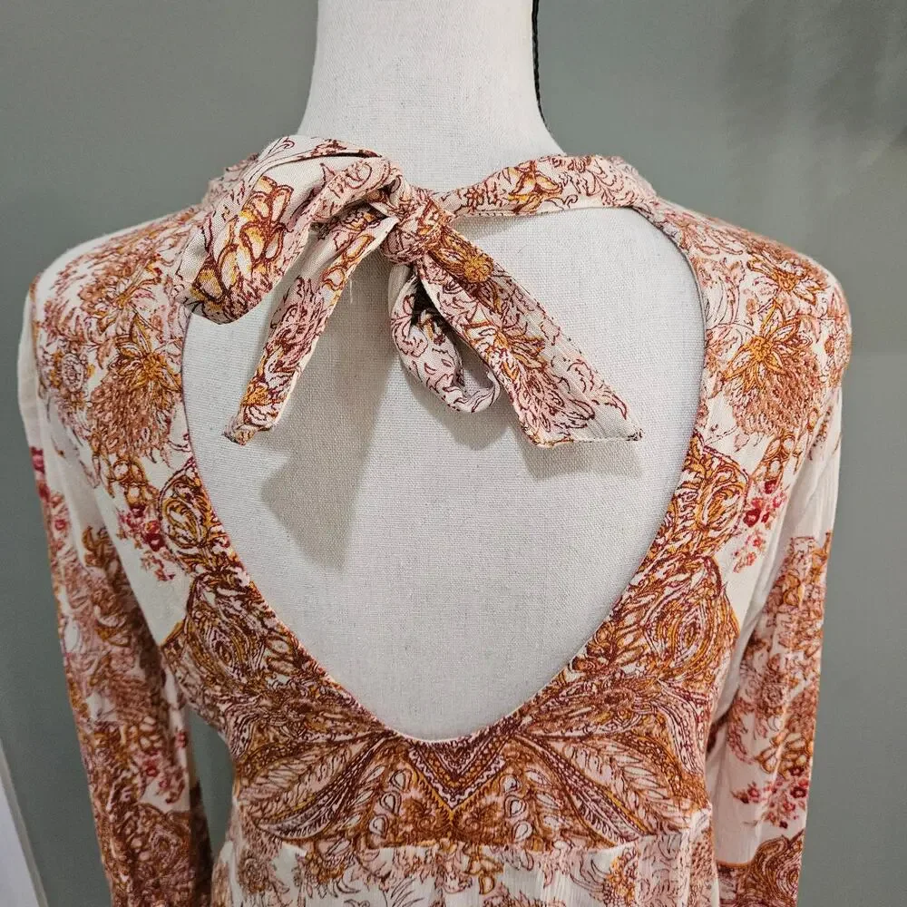Free People Extra Small Lady Luck Semisheer Bell Sleeved‎ Tunic Dress